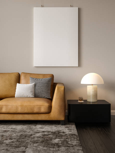 istock Minimalist Interior of modern living room 3D rendering 1326942242