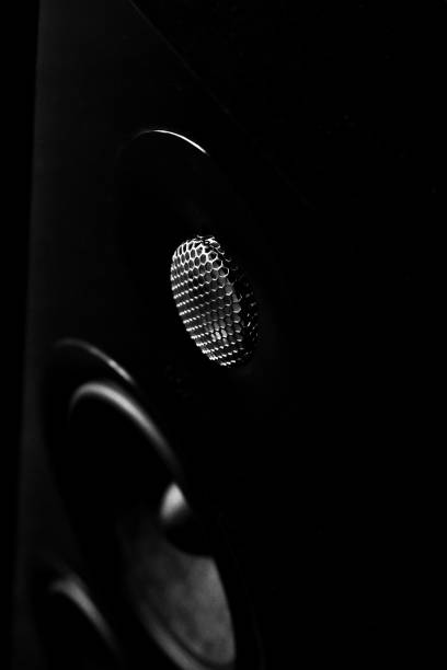 istock Acoustic system speakers in dark room 1326943303