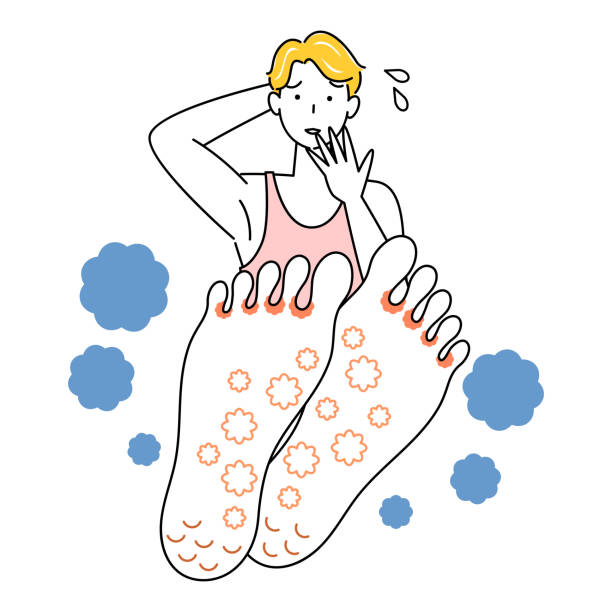 Skin care Cute man who is sad that his feet have become a water bug Up illustration of the soles of the feet Vector by Skin Care. A cute guy who is sad because his feet have athlete's foot. sit cross-legged. Illustration. Vector. Skin care Cute man sad with his feet becoming athlete's foot Up illustration vector
Skin Care. A cute guy who is sad because his feet have athlete's foot. sit cross-legged. Illustration. Vector. tinea stock illustrations