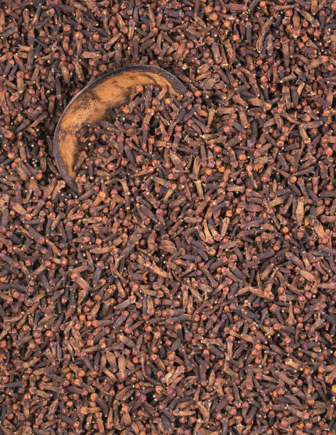 istock dried cloves with a coconut shell cup, taken from above, full frame view 1326944371