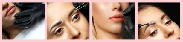 istock Kit of permanent makeup photos: coametician applying permanent pigment 1326944469