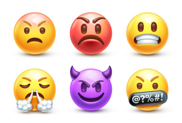 ilustrações, clipart, desenhos animados e ícones de emoji irritado - raiva emoção negativa