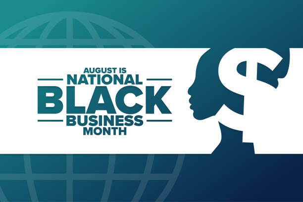 agustus adalah bulan bisnis hitam nasional. konsep liburan. templat untuk latar belakang, spanduk, kartu, poster dengan tulisan teks. ilustrasi vektor eps10. - etnis-kulit-hitam ilustrasi stok