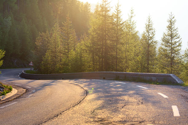 Mountain road in Risoul ski resort, Hautes Alpes, France
