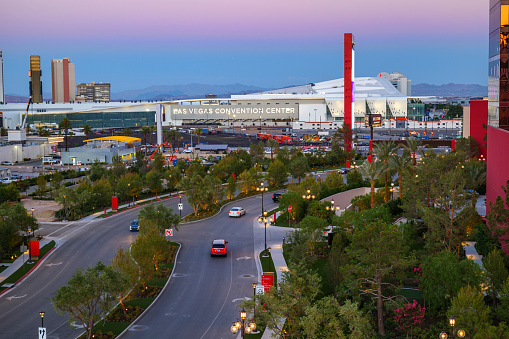 Las Vegas,Nevada, United States - June 25, 2021: Newly expended La Vegas Convention Center.\nFamous for world largest center for convention and exhibition.