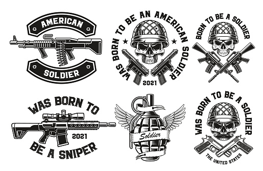 A set of vector illustrations for a military theme, these designs can be used as a t-shirt designs