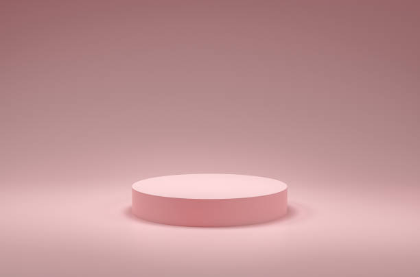 istock Podium with pink backgound.Cylinder podiums on pink background. Abstract minimal scene with geometrical. Scene to show cosmetic products presentation.Showcase, shopfront, display case, 3D illustration 1326954407