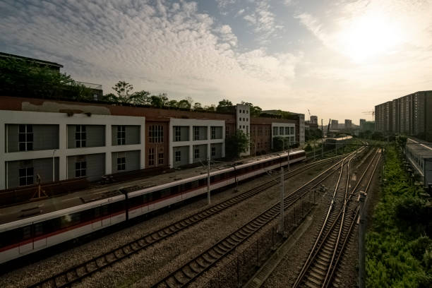 istock Railroad tracks in the morning sun 1326955076