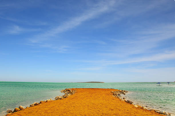 Beach after thunderstorm at the Dead Sea. Magnificent exotic resort for treatment and relaxation. The Dead Sea is a closed salt lake. Israel.
