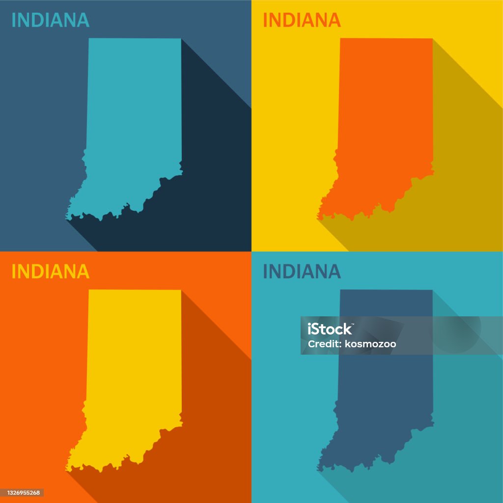 Indiana Color Chart Indiana Flat Map Available In Four Colors Stock Illustration - Download ...