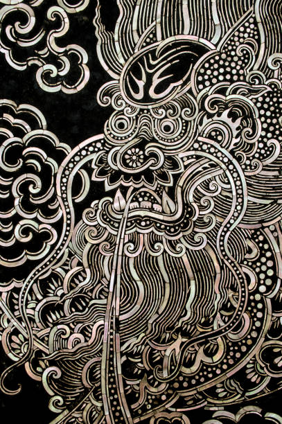 sztuka drzwi kościoła - thai culture thailand painted image craft product zdjęcia i obrazy z banku zdjęć