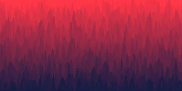 ilustrações de stock, clip art, desenhos animados e ícones de abstract background with trendy texture - red gradient - sine wave abstract panoramic pattern