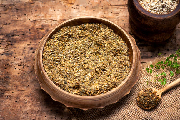 istock Raw Organic MIddle Eastern Zaatar Spices in a Bow on wooden table 1326967048