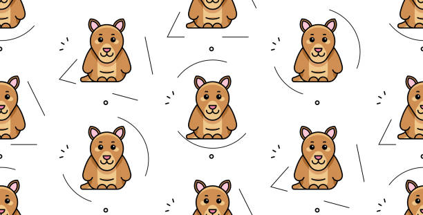 ilustrações de stock, clip art, desenhos animados e ícones de seamless pattern with kangaroos - 5943