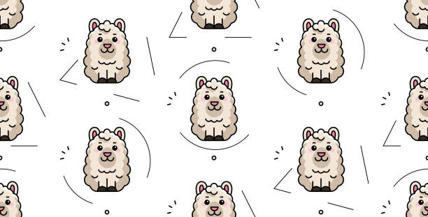 ilustrações, clipart, desenhos animados e ícones de padrão sem emenda com lamas - 5937