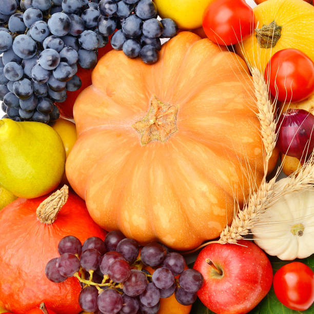 istock Beautiful bright background from various vegetables and fruits. 1326967651