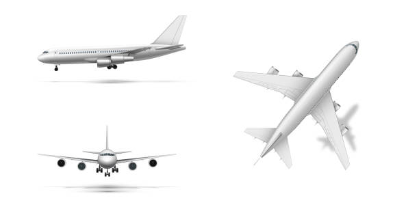 istock Flying airplane, jet aircraft or airliner. Detailed passenger air plane on white background. 1326968850