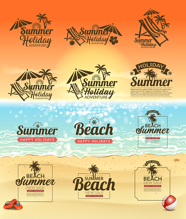 drawing of vector shiny beach sign. Created by illustrator cs6. This file of transparent.