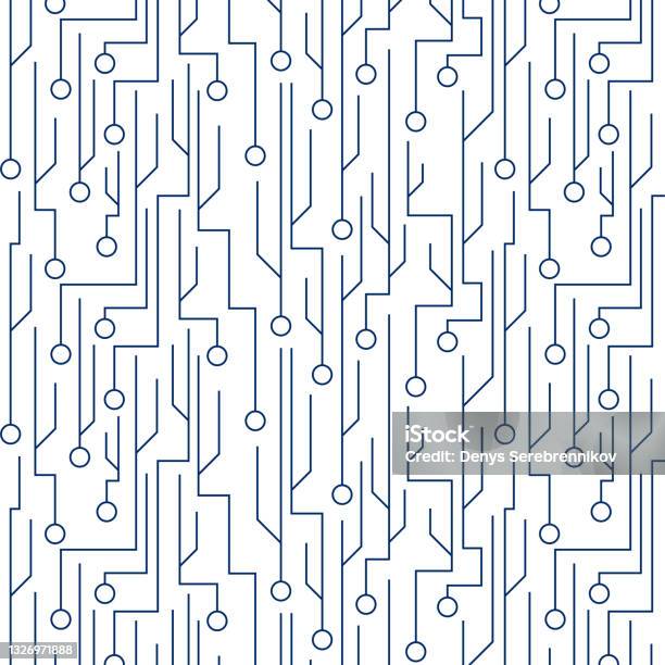 Technology Vector Pattern In Line Style Digital Art Stock Illustration ...