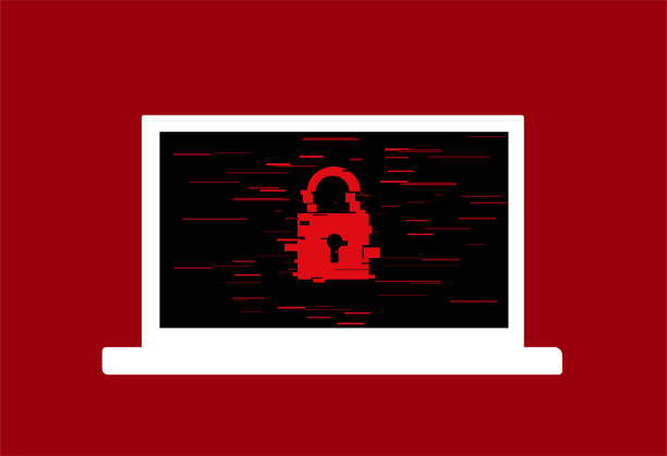 Ransomware and Cyber attack by hacker is illegal and fraud and can lead to money loss Ransomware and Cyber attack by hacker is illegal and fraud and can lead to money loss , illustration about cyber security in glitch style hacker laptop stock illustrations