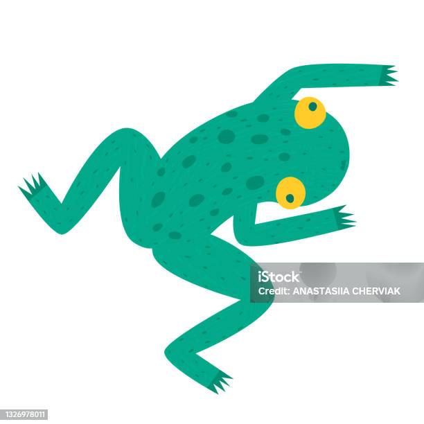Cute Cartoon Jumping Frog Vector Illustration Stock Illustration - Download Image Now - Animal, High Angle View, Cute