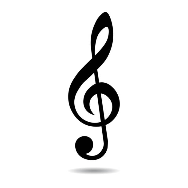 ilustraciones, imágenes clip art, dibujos animados e iconos de stock de clave de nota musical, clave, ilustración vectorial aislada. - treble clef