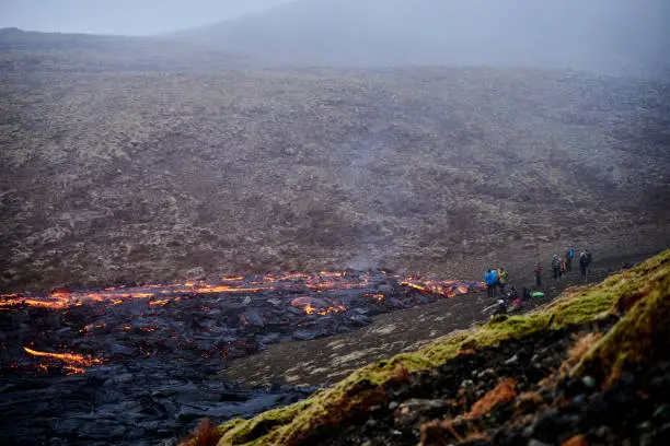 Photo of Lava Field and People Gathering