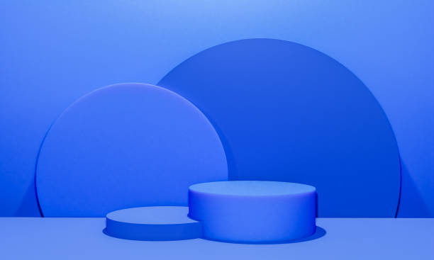 istock Scene with blue color podium for mock up presentation in minimalism style with copy space, 3d render abstract background design 1326984025