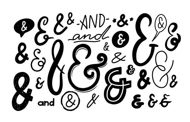 ampersand zeichen, monochrome schrift symbole isoliert auf weißem hintergrund. elegantes skript, kalligraphie-designelemente - und zeichen stock-grafiken, -clipart, -cartoons und -symbole