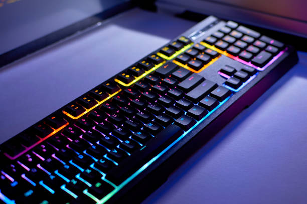 istock Keyboard with RGB light. RGB LED Backlit Gaming Keyboard. Backlit gaming keyboard 1326989237