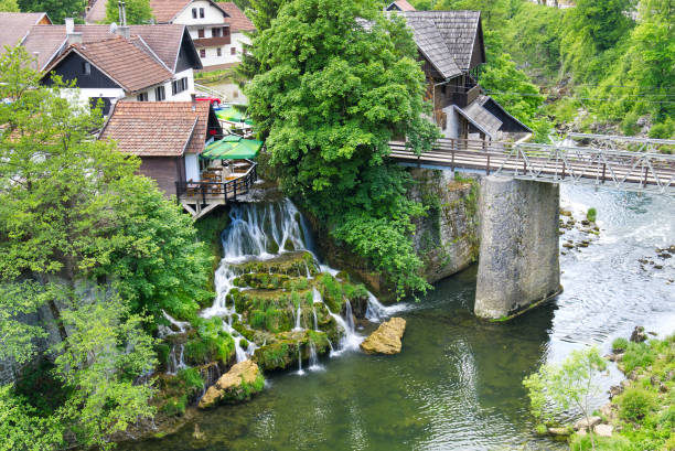 Slunj in Croatia, Korana river ideal place for rafting Slunj in Croatia, Korana river ideal place for rafting. beautiful mountain river in the lowlands plitvice lakes national park stock pictures, royalty-free photos & images