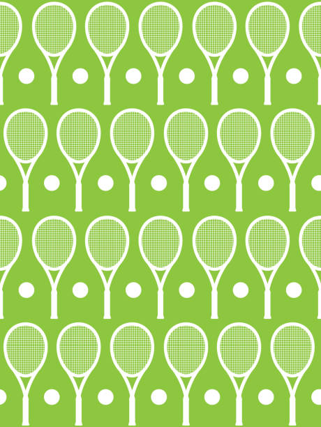 istock Vector seamless pattern of white tennis ball and racket silhouette 1326995568