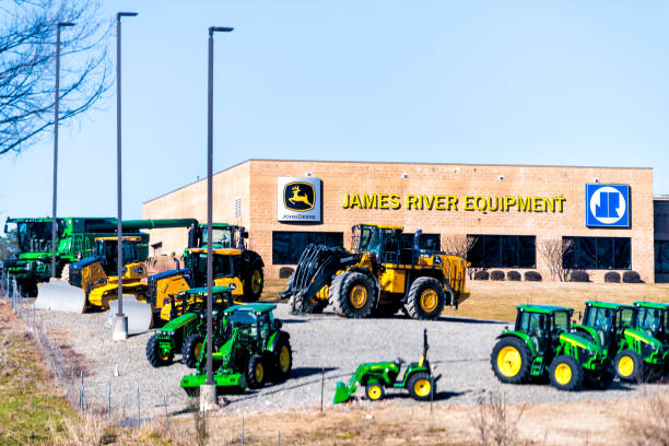 signe pour james river equipment agence de location locale pour john deere location de machinerie lourde - rental unit photos et images de collection