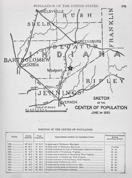 istock Map of Population of United States in 1890 1327003422
