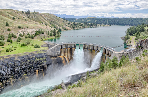 Looking out from the viewpoint at Kerr Dam in Polson, Montana.