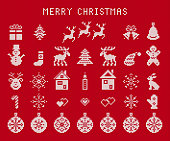 Knitted xmas elements. Christmas ugly seamless print. Vector illustration.