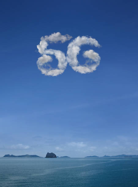 Cloud 5G Concept Sky Background modern wireless network technology stock photo