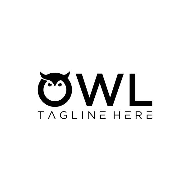 ilustraciones, imágenes clip art, dibujos animados e iconos de stock de vector de diseño de búho simple y creativo, combinación de letra o y búho - owl