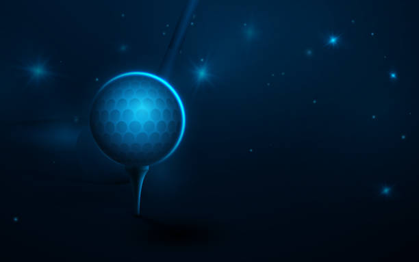 istock Golf ball close up with Golf club. Low polygon line, triangles, and particle style design. Illustration vector 1327019969