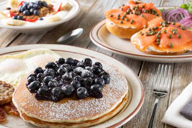 pancakes, lox, breakfast