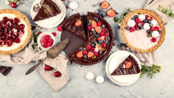 istock Fruit and berry tarts dessert 1327026525