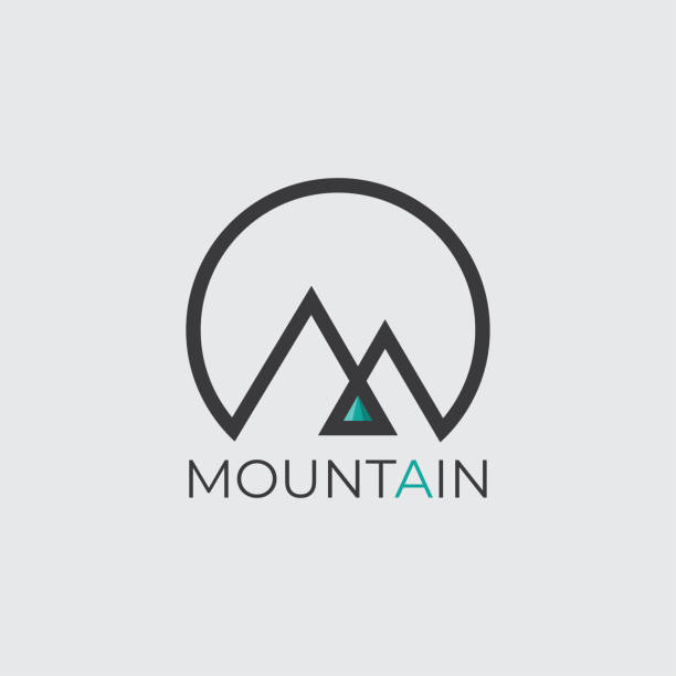 szablon ilustracji projektu logo górskiego, abstrakcyjna ilustracja górska z minimalistycznym stylem, odizolowana na białym tle - outline hiking woods forest stock illustrations