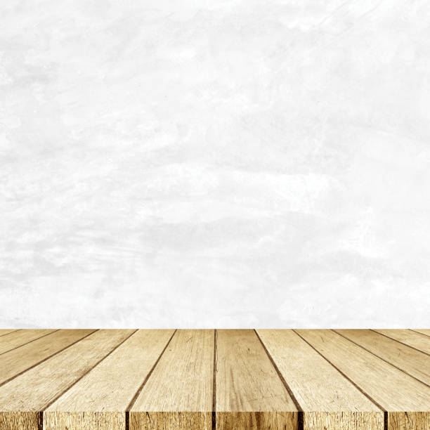 istock Empty perspective vintage white wood and white cement wall background, room, table top, shelf for product display montage background 1327034508