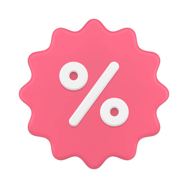 illustrations, cliparts, dessins animés et icônes de étiquette de prix 3d irrégulière avec des pourcentages. vente de dégagement d’autocollants roses avec réductions - percentage sign flash