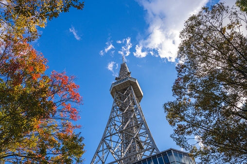 low angle shot of nagoya tower, landmark of nagoya in japan