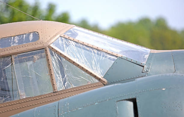 istock Closeup of a broken airplane, selective focus 1327044212