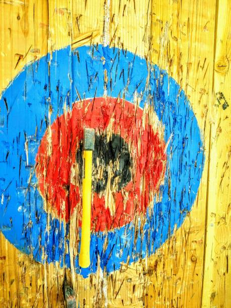 Bullseye Axe throwing axe throwing stock pictures, royalty-free photos & images