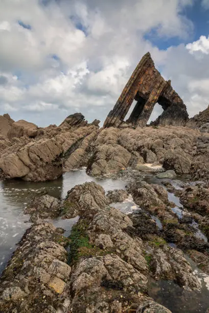 Beautiful landscape image of Blackchurch Rock on Devonian geological formation