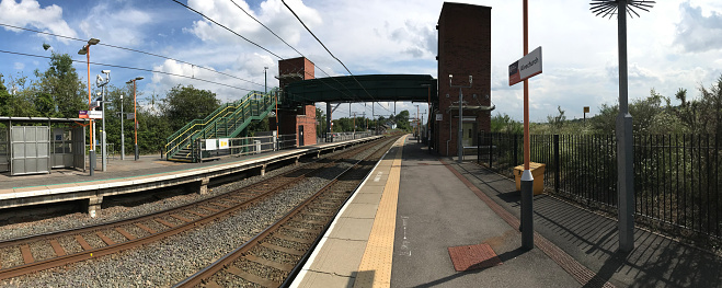 railway tracks and platform with copy space