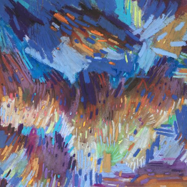 istock Vibrant abstract arty image. Colourful cloudscape painting of dramatic blue sky and storm clouds. 1327048400